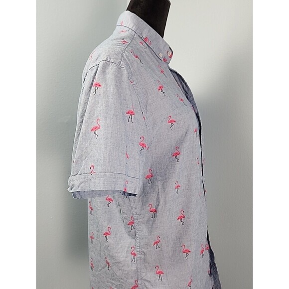 Ricky Singh Denim & Flower Mens Cotton Button Down Flamingo Shirt Medium - Picture 5 of 10